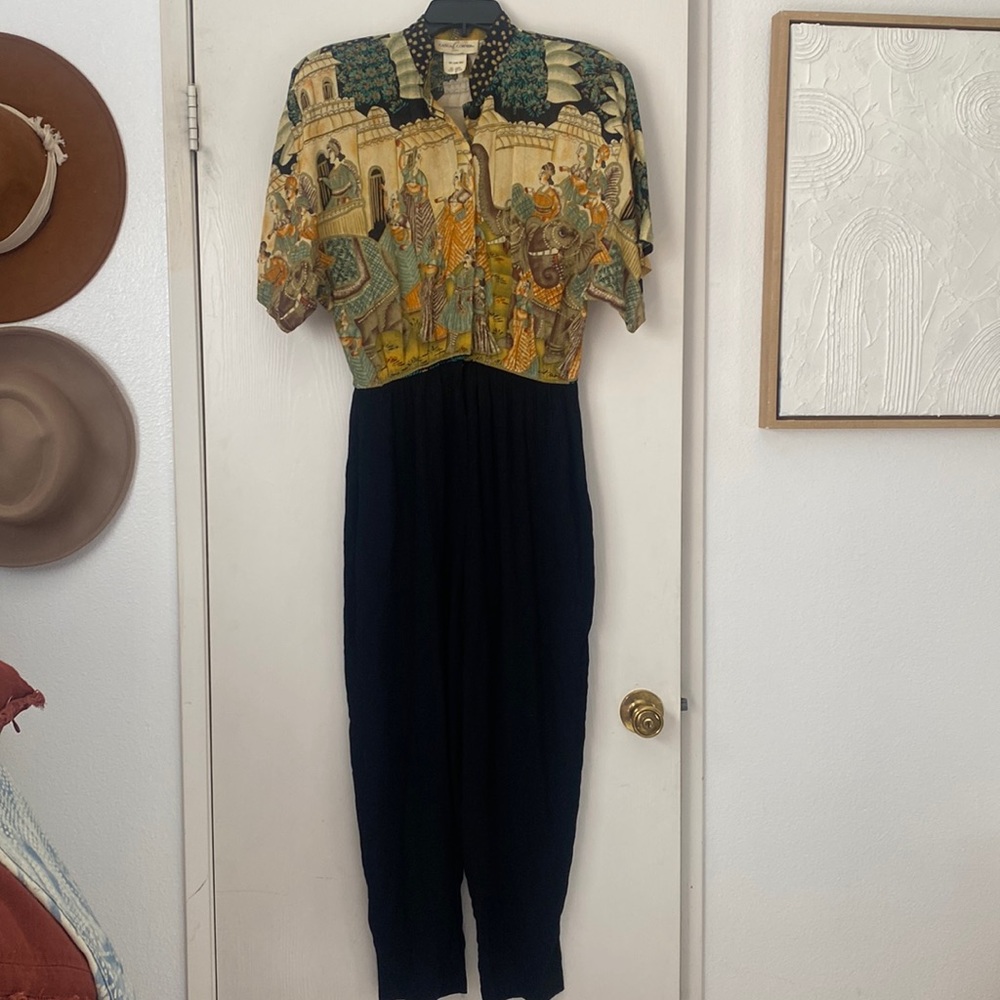 Vintage Casual Corner Size 4 One Piece Jumpsuit Pantsuit Wearable Art with Belt